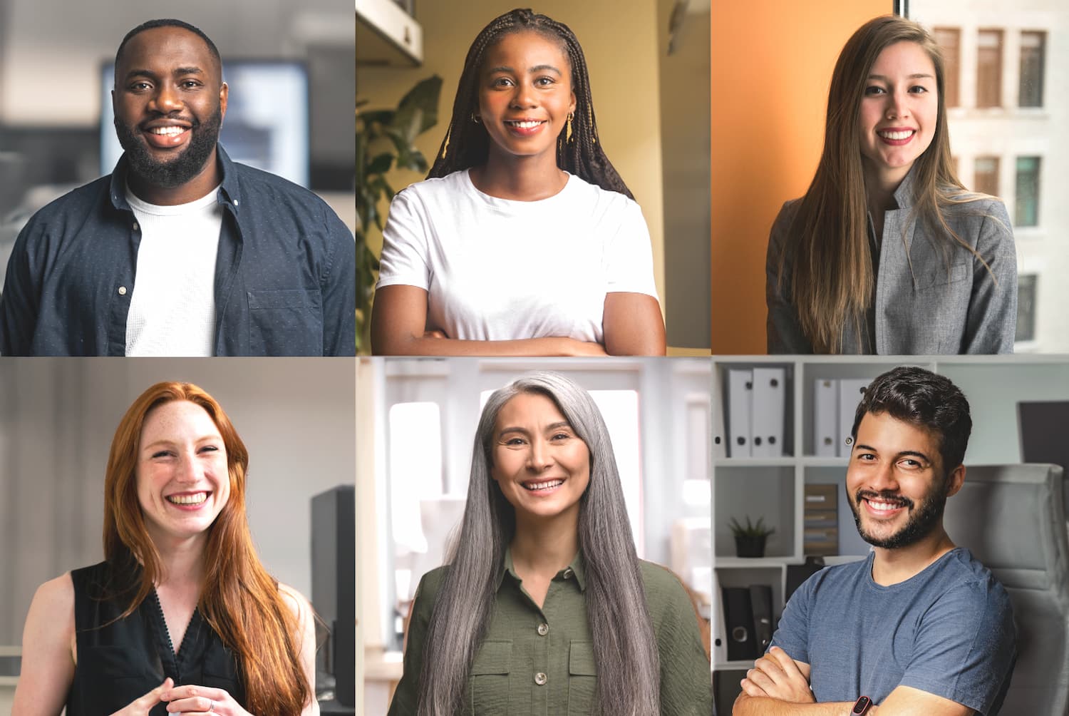six portraits of employees of all different backgrounds